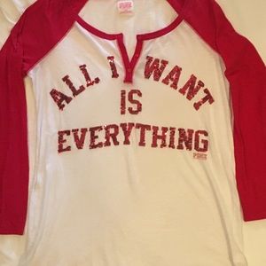 EUC VS Pink Sleep Shirt All I Want is Everything L